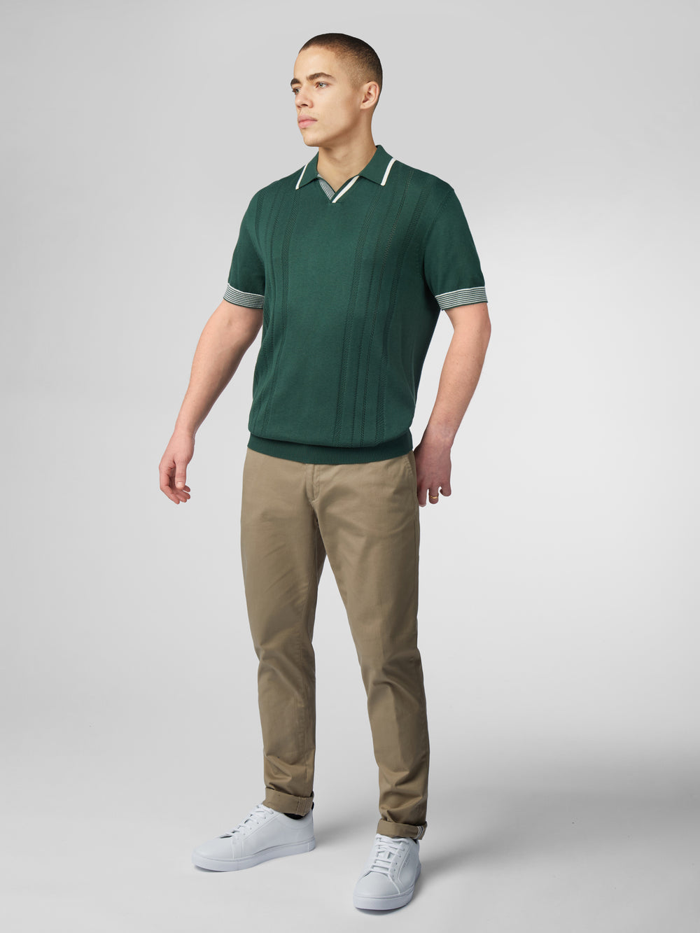 Tricotaje Ben Sherman Signature Open Neck Polo Verzi | 413-TJHPFD