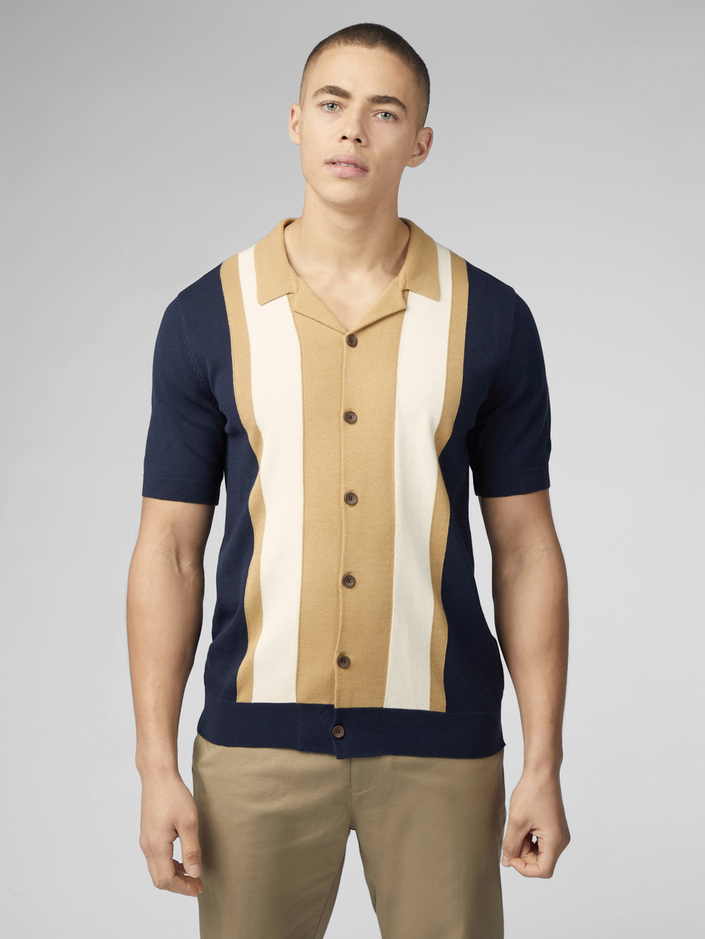 Tricotaje Ben Sherman Signature Resort Neck Button Through Polo Bleumarin | 367-VPZHWD