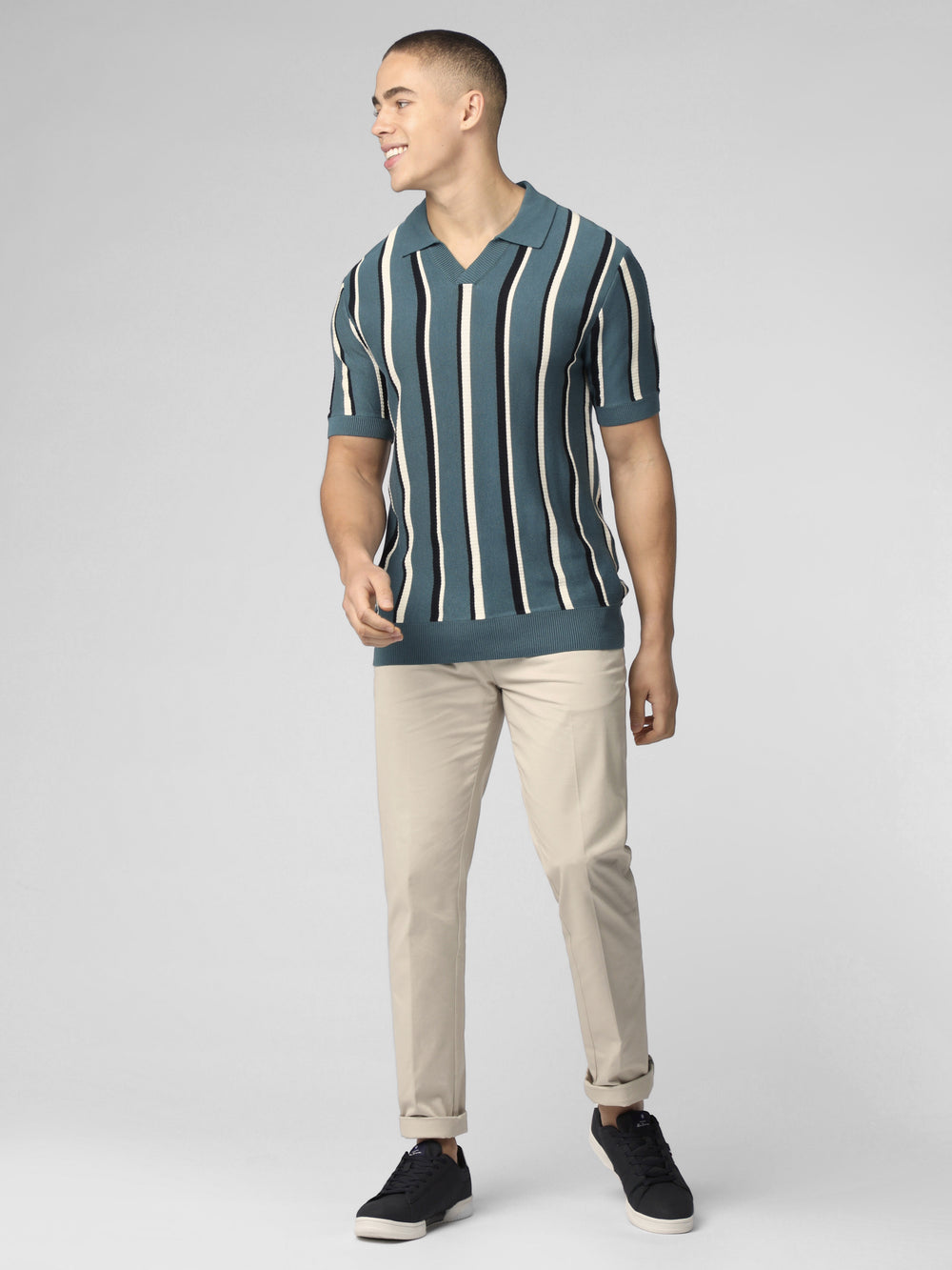 Tricotaje Ben Sherman Signature Vertical Stripe Open Neck Polo Turcoaz | 815-PJUCRO