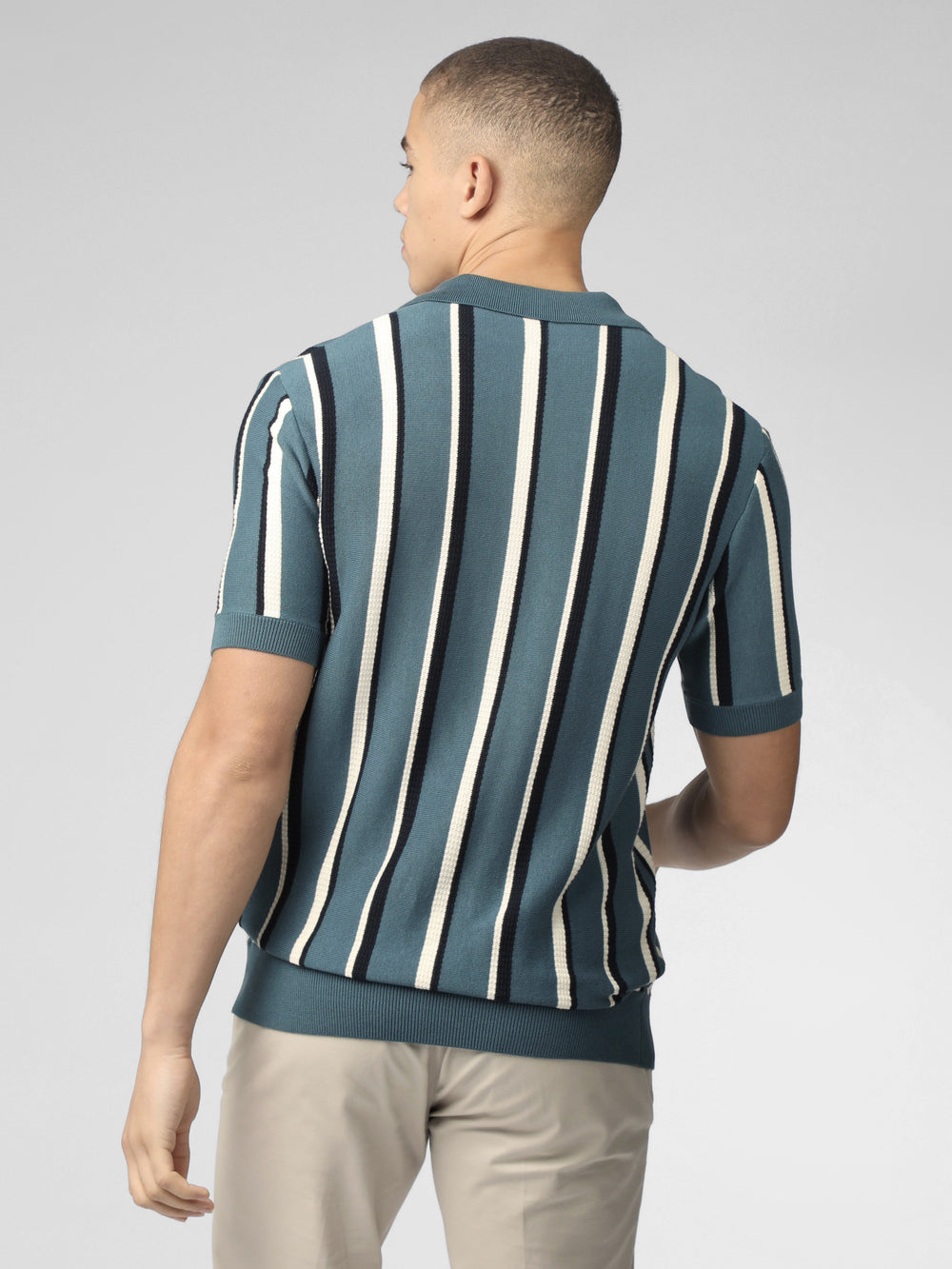 Tricotaje Ben Sherman Signature Vertical Stripe Open Neck Polo Turcoaz | 815-PJUCRO