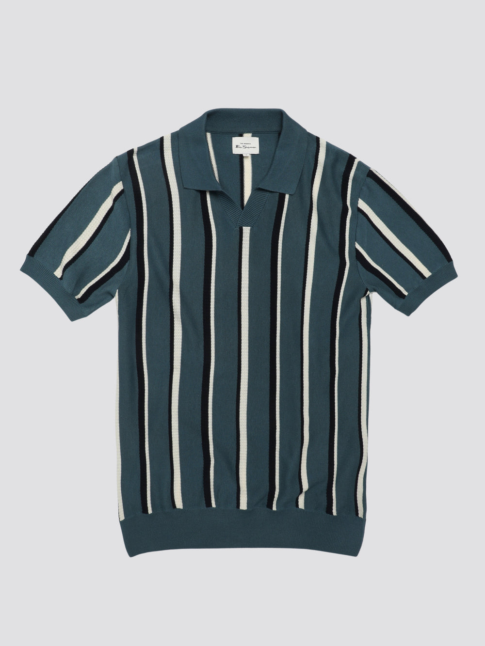 Tricotaje Ben Sherman Signature Vertical Stripe Open Neck Polo Turcoaz | 815-PJUCRO