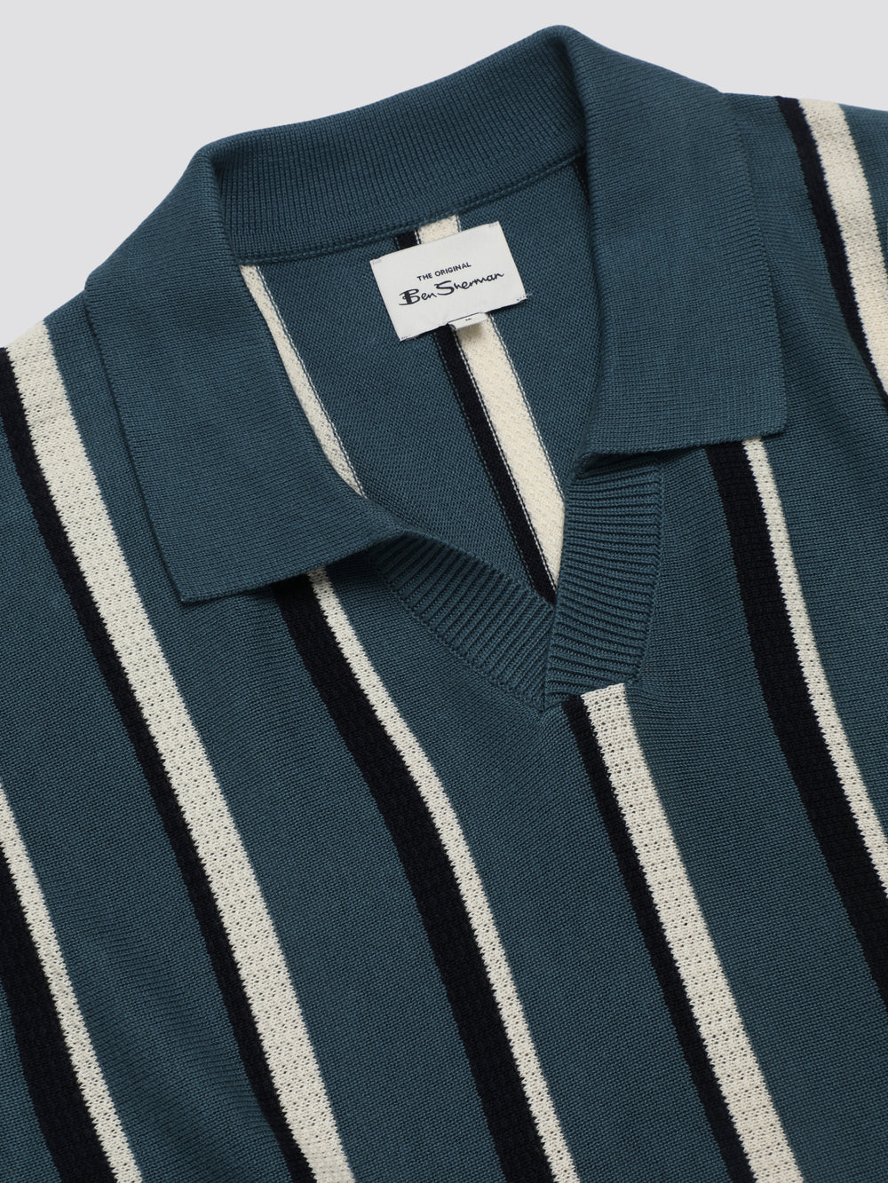 Tricotaje Ben Sherman Signature Vertical Stripe Open Neck Polo Turcoaz | 815-PJUCRO