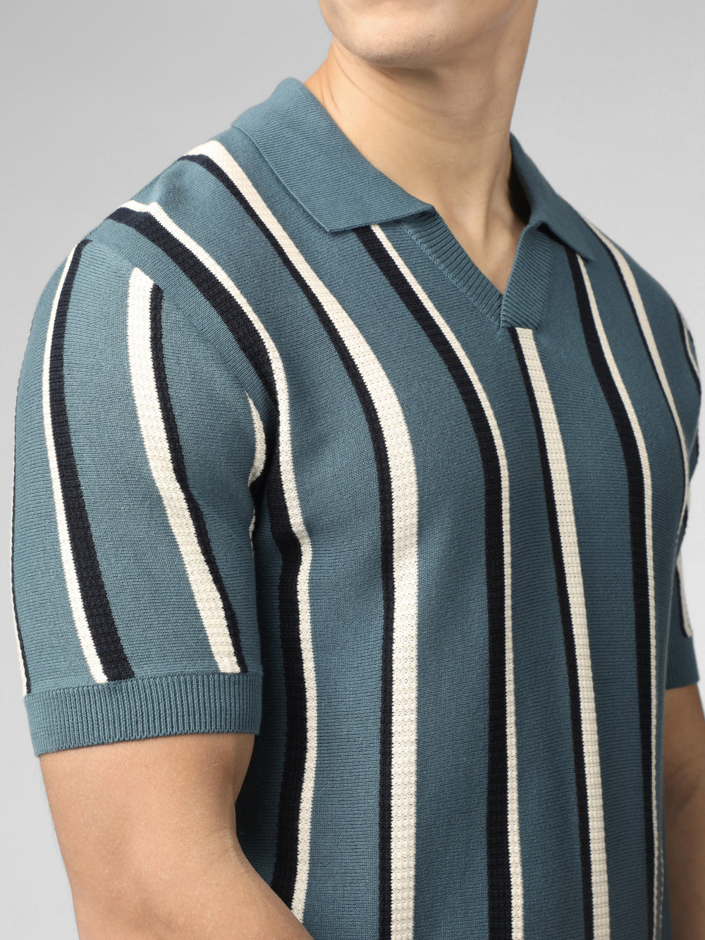 Tricotaje Ben Sherman Signature Vertical Stripe Open Neck Polo Turcoaz | 815-PJUCRO