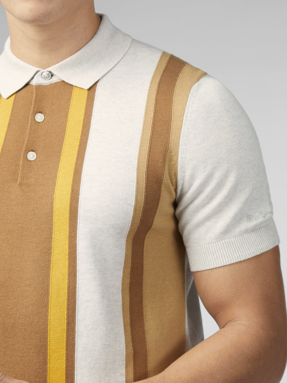 Tricotaje Ben Sherman Signature Vertical Stripe Polo Albi | 703-DLBYQM