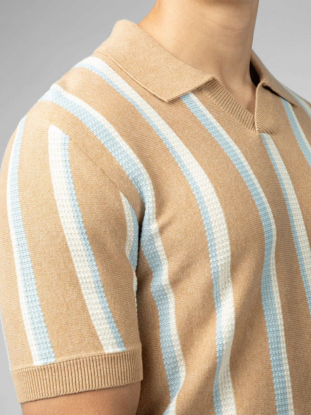 Tricotaje Ben Sherman Vertical Stripe Open Neck Polo Gri | 594-ZOIJRD